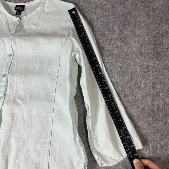 Eileen Fisher Tunic Top Womens Medium Irish Linen Green Lightweight Lagonlook - Picture 9 of 10
